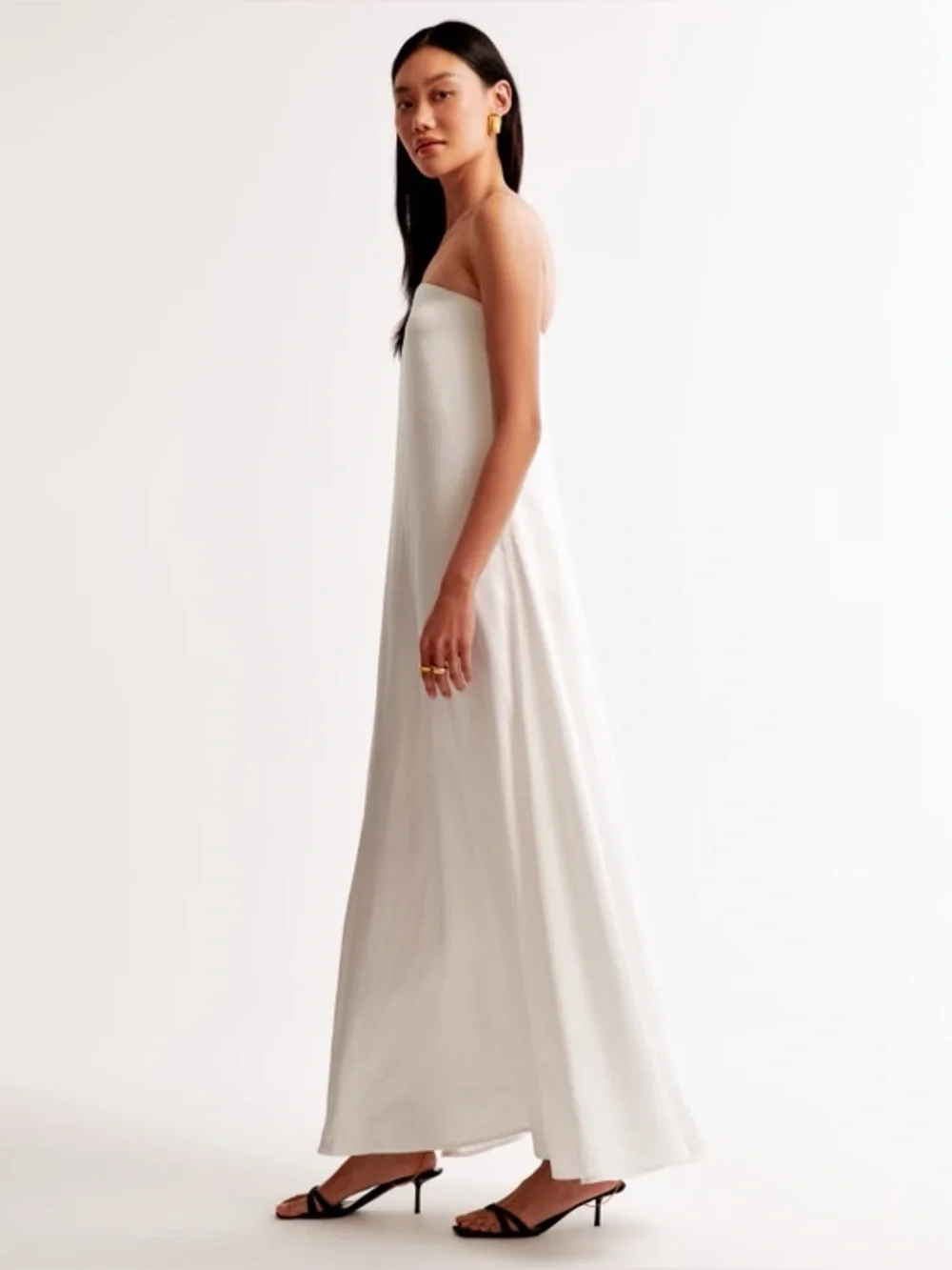 Abercrombie & Fitch Strapless trapeze maxi dress in white size small petite